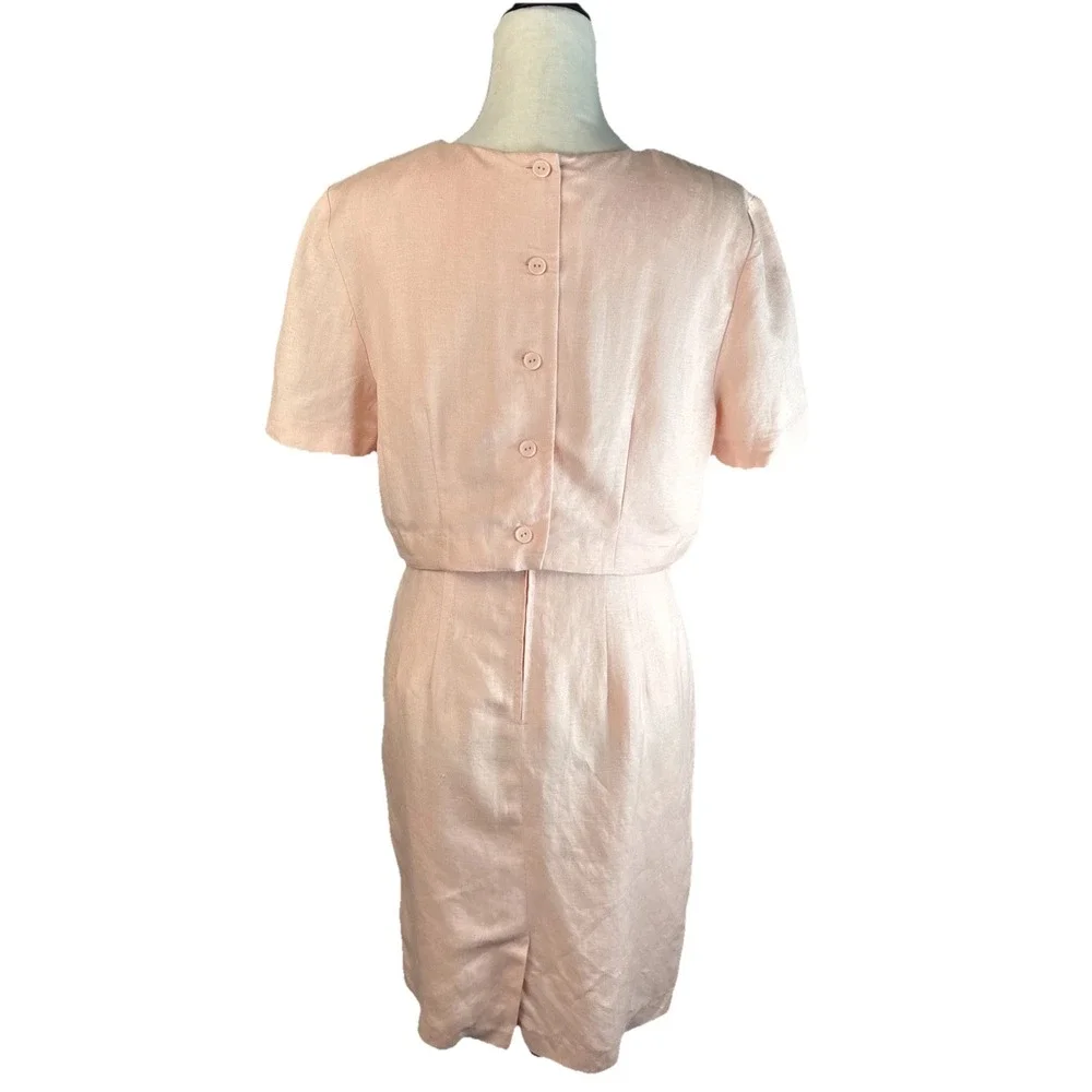 Vintage‎ Plaza South Petites Dress Set Size 10 Peach Linen Rayon Soutache 90s